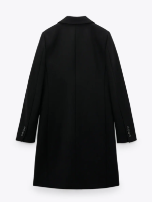 ZARA Women New WOOL BLEND MASCULINE COAT SINGLE BUTTON BLACK 2048