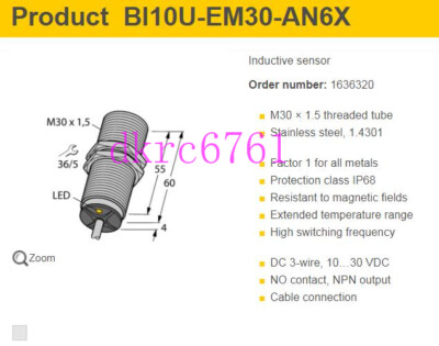 Original TURCK Proximity Switch BI10U-EM30-AN6X Induction Sensor