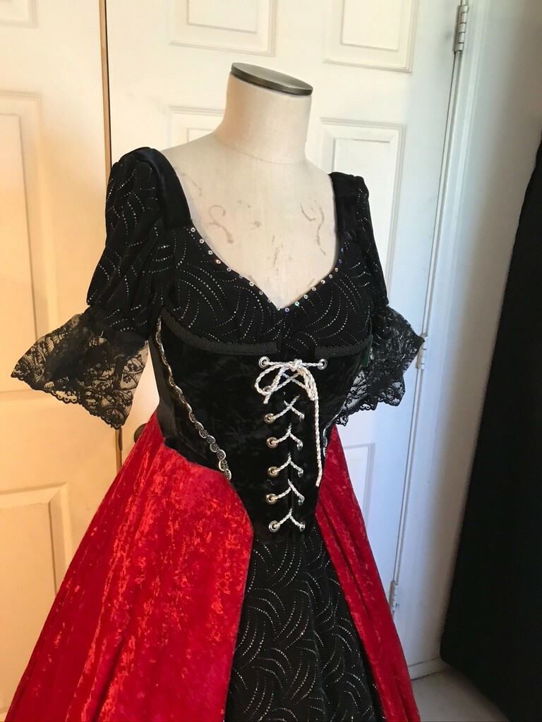 dark red renaissance dress Crimson Velvet Renaissance Dress Embroidered Vintage Outfit