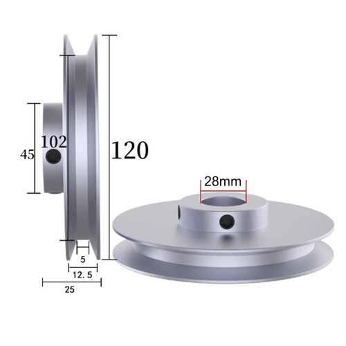 Polea de correa en V/O de aluminio ranura ancho 12,5 mm polea de accionamiento Ø40-150 mm agujero 8-50 mm - Imagen 82 de 110