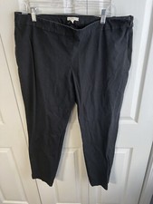 Eileen Fisher Black Organic Cotton Stretch Twill Side Zip Ankle Pants Size XL