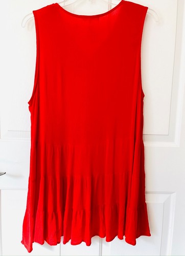 INDIGO SOUL Sleeveless Tunic Top NWT - Womens 2XL Orange Lacey Tiered Tank BOHO - 第 3/4 張圖片