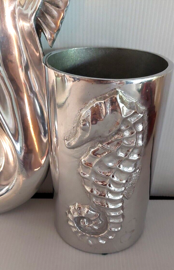 Lot of 2 1990 Mariposa Sea Horse Chip Dip Tray 16" X 7" + Bottle Holder