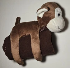 Monkey Plush 8" with Security / Baby Blanket  40" X 30" Brown Baby Toddler