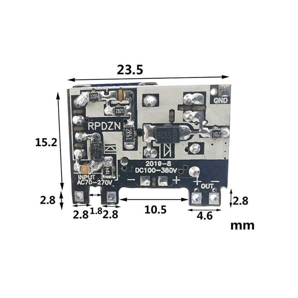 5V Power Supply PCB Module Mini Size 2.4cm x 1.8cm 700mA DC 3.5W 50V-240V AC - Image 4 of 4