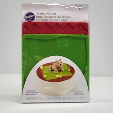 Wilton Silicone Texture Mat Set Grass & Brick Designs Fondant Decorative Cake