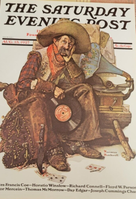 Cowboy with Gramophone (Dreams of Long Ago) by Norman Rockwell SEP