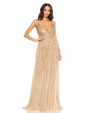 SEQUINED WRAP OVER SLEEVELESS GOWN MSRP 558