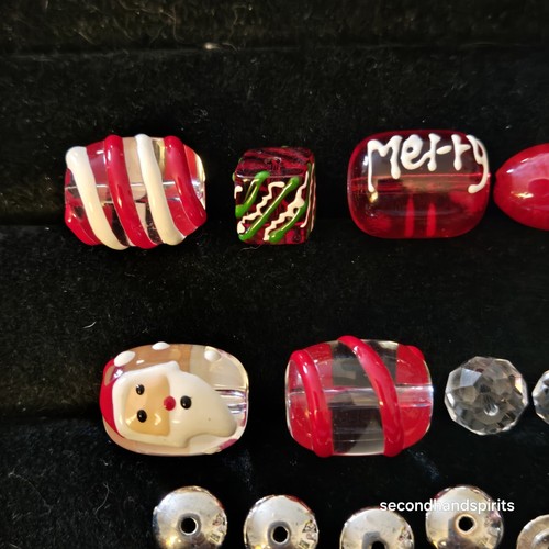Disfraz suelto vintage años 80 cuentas de Navidad para pulsera. Cuentas de vidrio artístico - Imagen 6 de 6