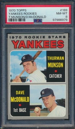 1970 TOPPS BASEBALL #189 THURMAN MUNSON RC PSA 8 NM-MT HOF ROOKIE YANKEES