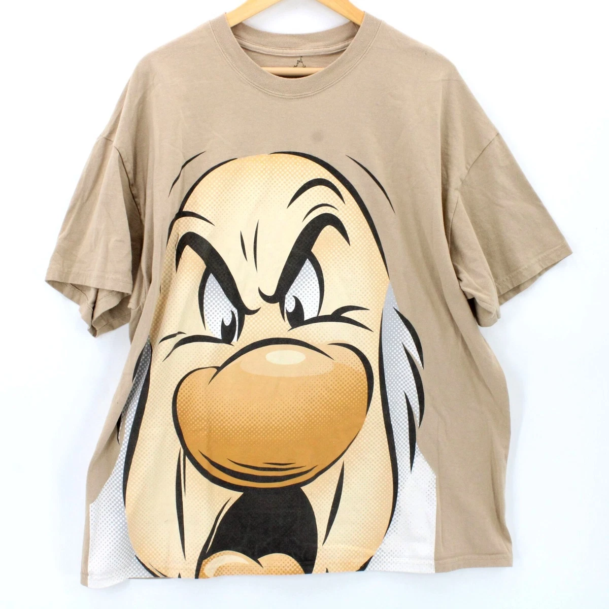 Vintage Disney Shirt Mens Brown Short Sleeve Big Logo Grumpy Cotton Size 2XL