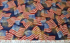 PATRIOTIC AMERICA FLAGS FABRIC OLD GLORY JULY 4TH INDEPENDENCE 44" W x 35" L