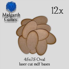12x 45x75mm Oval MDF Miniature Bases 3mm Laser Cut Wargaming RPG Made in USA
