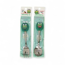 Vintage Keroppi Utensil Stainless Steel Fork Spoon Set Sanrio Japan 1989