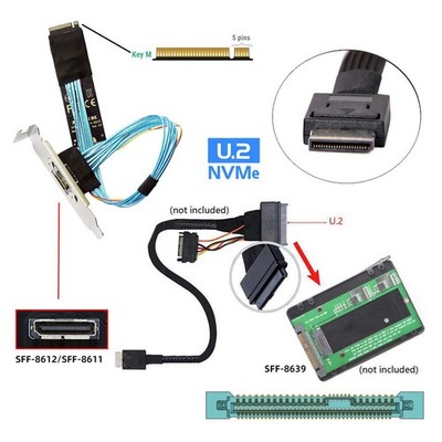 Kさま 30cm 2280 PCI-E4.0 M.2 M-Key Male To Oculink SFF-8612 SFF-8611