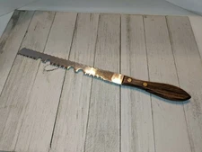 Vintage Warco Stainless Double Sided Knife Philgas Oil Wood Handle Slice Carve