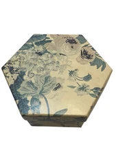 Vintage Lauren Ralph Lauren Perfume Box Floral Octagon Storage *Read