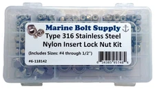 316 Stainless Steel Lock Nut Assortment Kit Marine Bolt Supply 6–118142