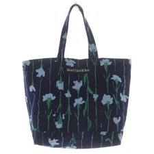 Marimekko Canvas Tote Bag Viivakukka Navy Blue