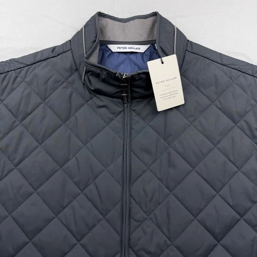 Peter Millar Crown Essex Full Zip Quilted Puffer Vest Jacket Iron Gray XL $245 image 2