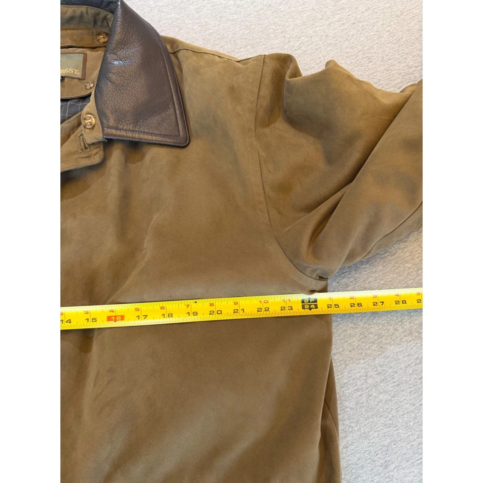 Rainforest Mens Microfiber Field Jacket Tan Brown Leather Trim Collar Large image 12