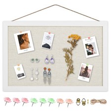 AKTOP Cork Board Bulletin Board with Linen 16.7" X 11", Small Framed Corkboar...