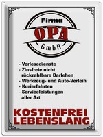 Blechschild 40X30 Cm Firma Opa Gmbh Kostenfrei Spruch Zitat Deko Geschenk Metall
