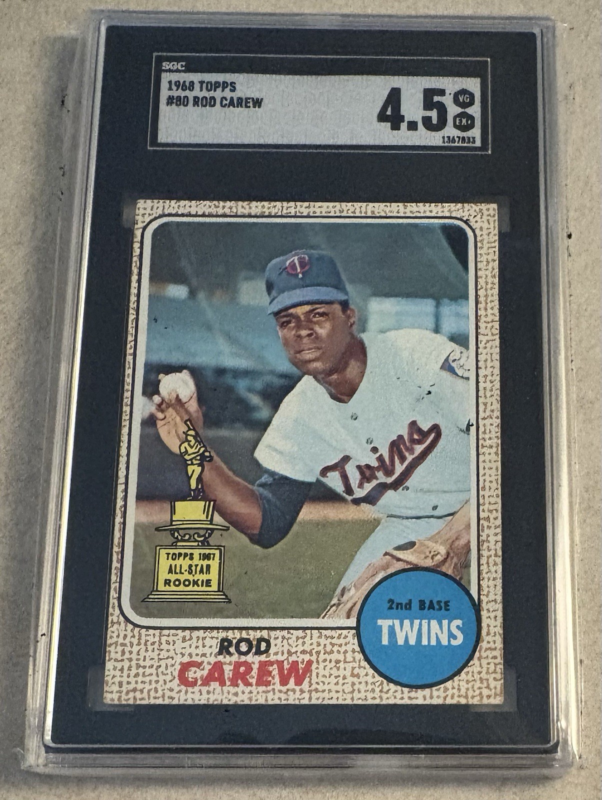 1968 Topps #80 Rod Carew SGC 4.5 VG-EX+ Twins 2nd Year All Star Rookie Cup