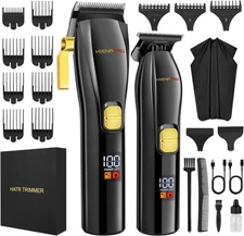 Professional Hair Clippers and T-Blade Trimmer Kit for Men Cordless Complete... 