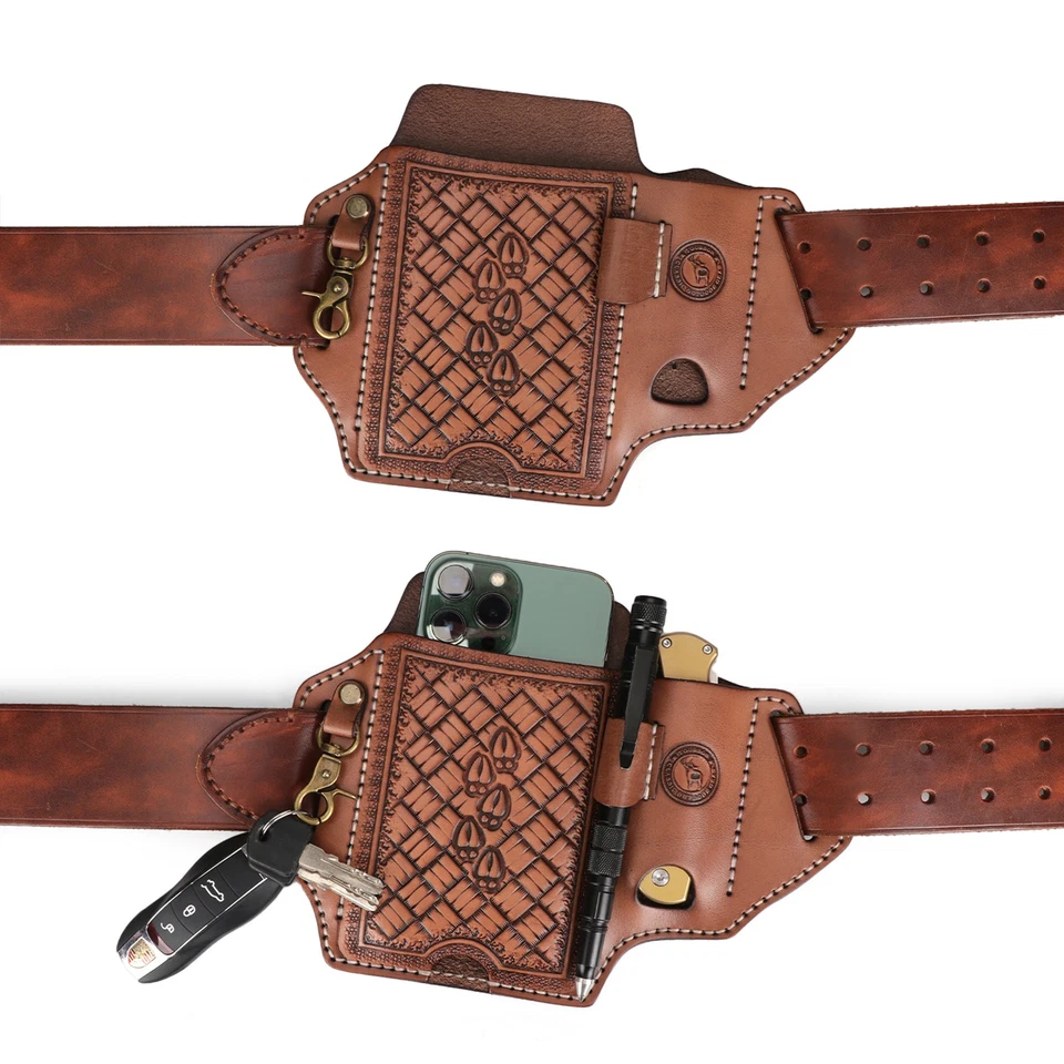 Funda de cuero genuino TOURBON resistente para teléfono celular funda para cinturón bolígrafo Foto 3 de 4