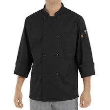 Chef Designs Men's Eight Pearl Button Black Chef Coat Medium