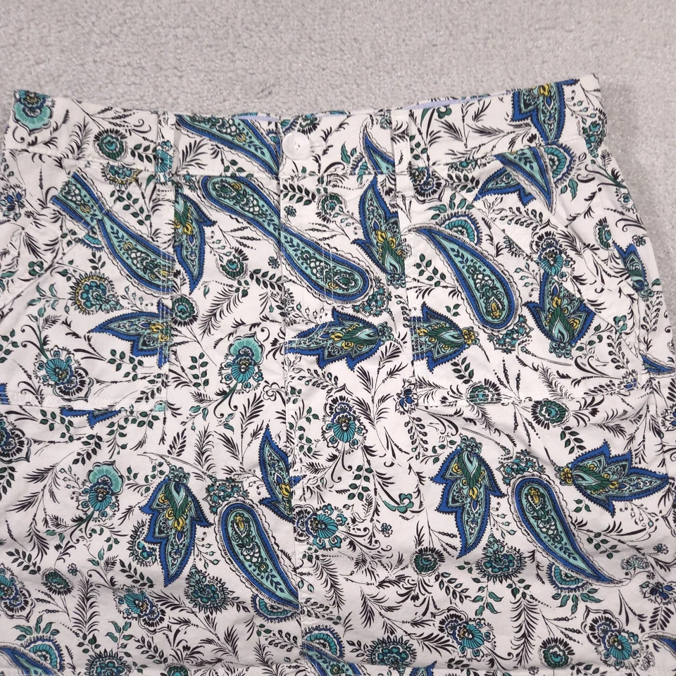 Croft & Barrow Skort Mujer 12 Azul Verde Paisley Elastizado Incorporado Pantalones Cortos Algodón Foto 2 de 4