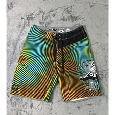 Thirty Thirty Two Men's Board Shorts Size 32 Multi Color Swirl Graphic Pocket