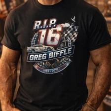 RIP 16 Greg Biffle Memorial T-Shirt | Racing Tribute Legend Checkered Flag