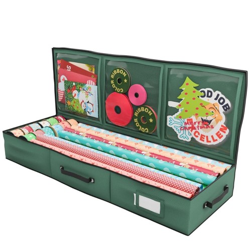 Contenedor de almacenamiento de papel de envolver | Organizador de envoltura de regalo debajo de la cama | 41”x14”x6”...