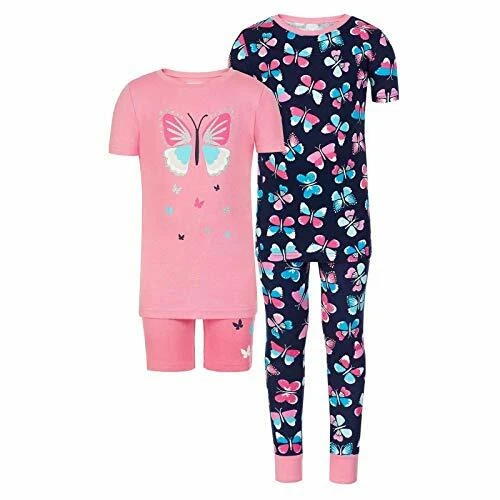 Kirkland Signature Kids Girls 4 Piece Short Sleeve Shirt Short
