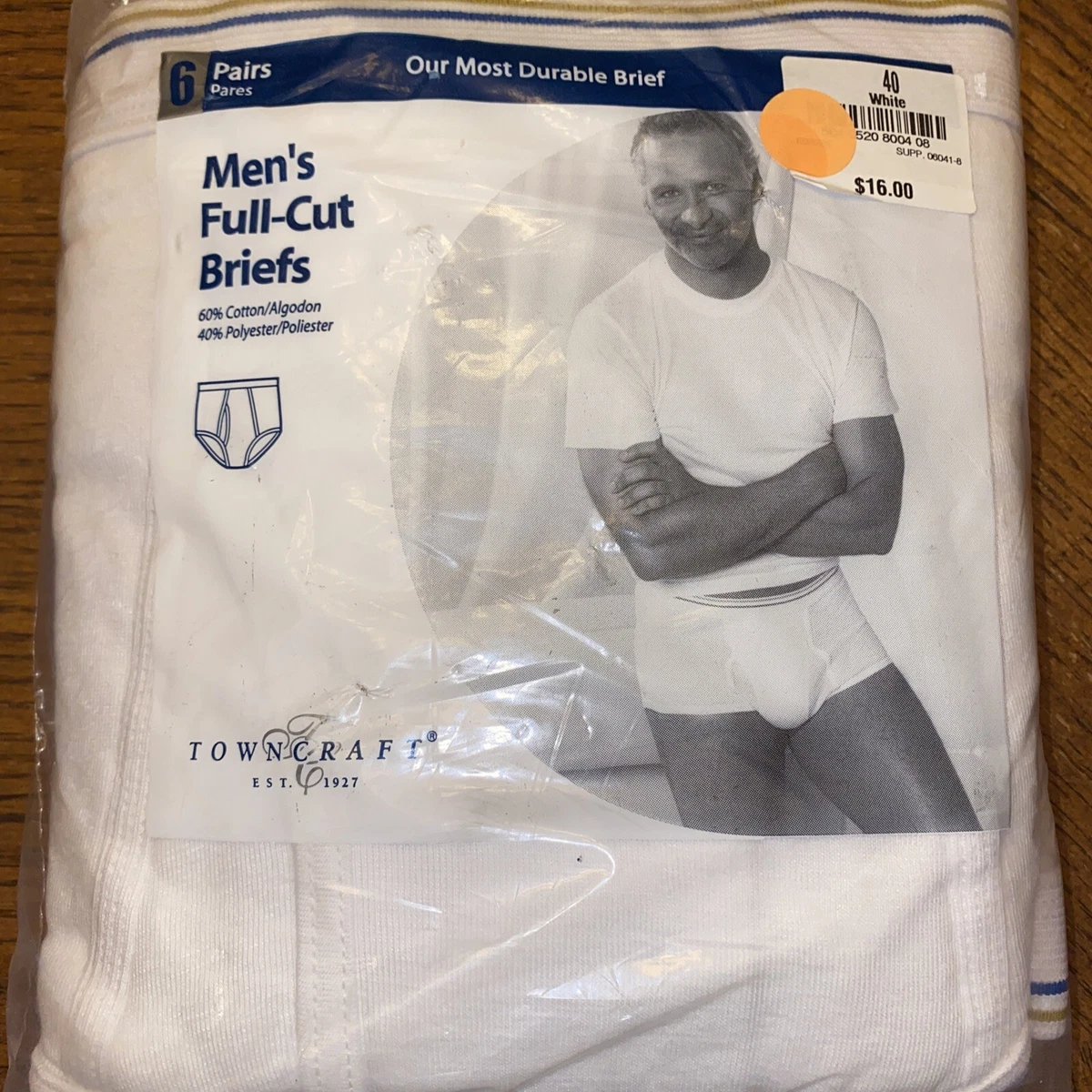 VINTAGE JCPenney TOWNCRAFT Full Cut Men's Briefs Underwear Size 40 NWT 6  pack