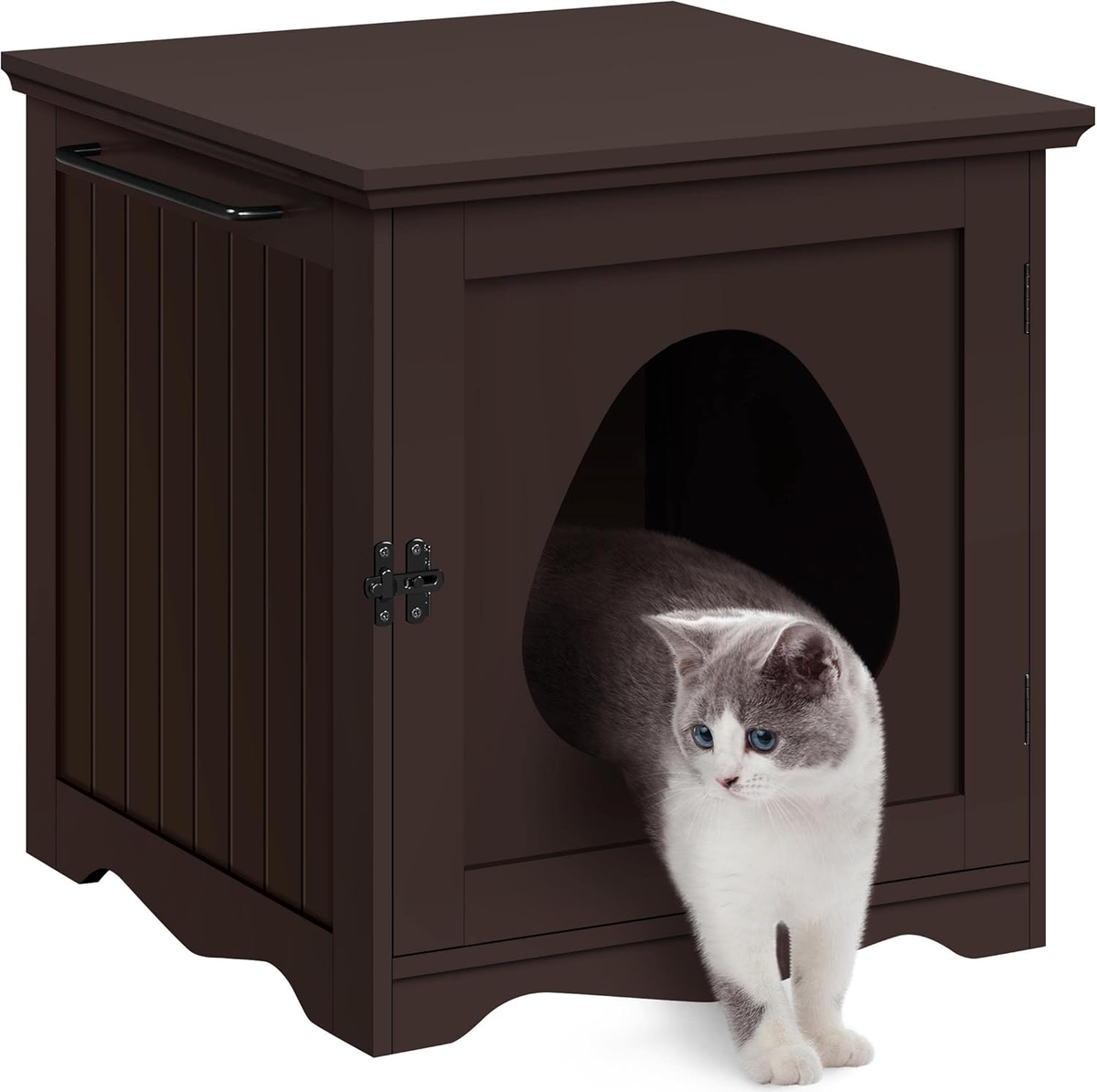 Cat Litter Box Enclosure, Litter Box Furniture Hidden with Towel