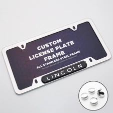 Chrome Stainless Front Rear Lincoln Logo Emblem License Plate Frame Cover Sport 
