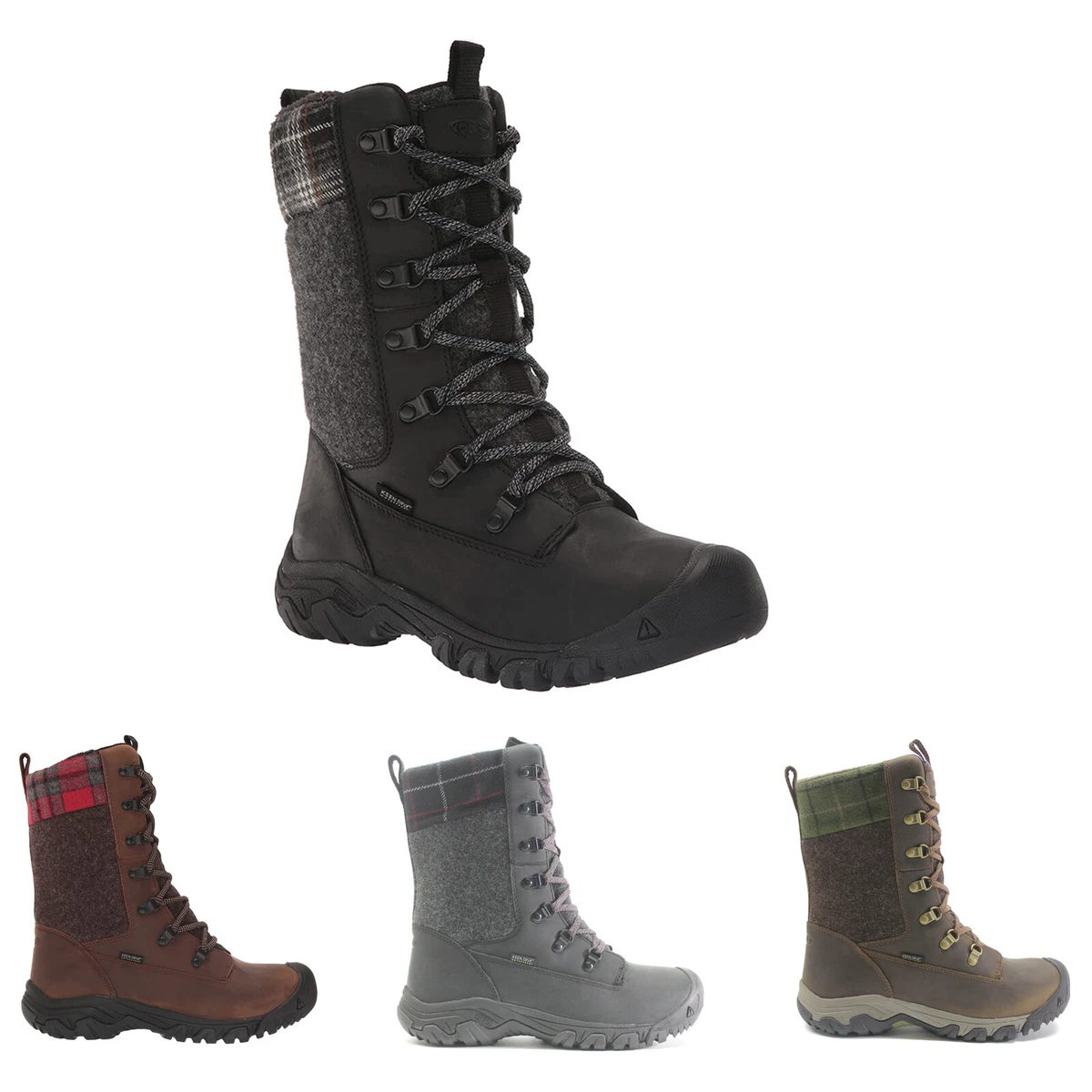 Keen Womens Boots Greta Tall Casual Lace Up Ankle Outdoor Leather Textile