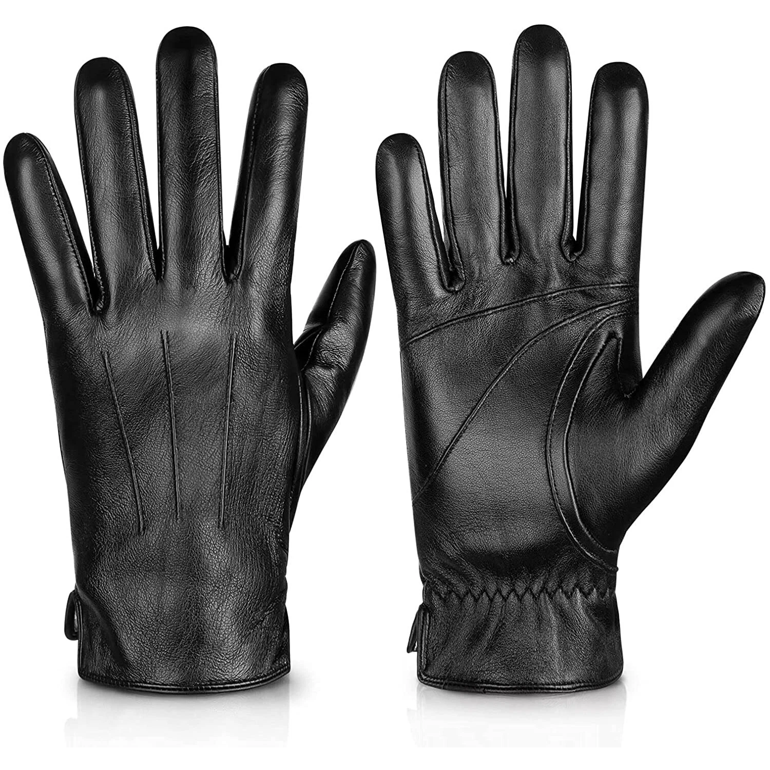 100%Genuine Leather Gloves Men Winter Windproof Warm Driving Motorcycle Gloves