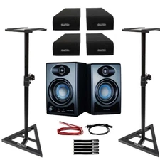 Active Powered 3.5" 2-Way Desktop Computer Studio Monitor Speakers w Stands