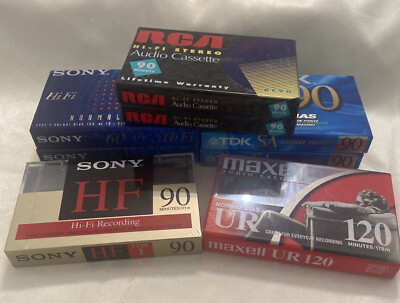 Vintage Cassette Tapes New Sealed Blank RCA, TDK, Maxwell, Sony - Mixed Lot of 8