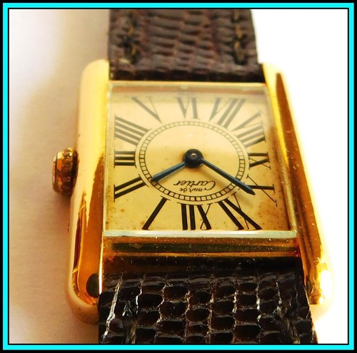 Original Ladies Must de CARTIER TANK Quartz Silver Sterling Vermeil, Ref 5057001 - Picture 6 of 18