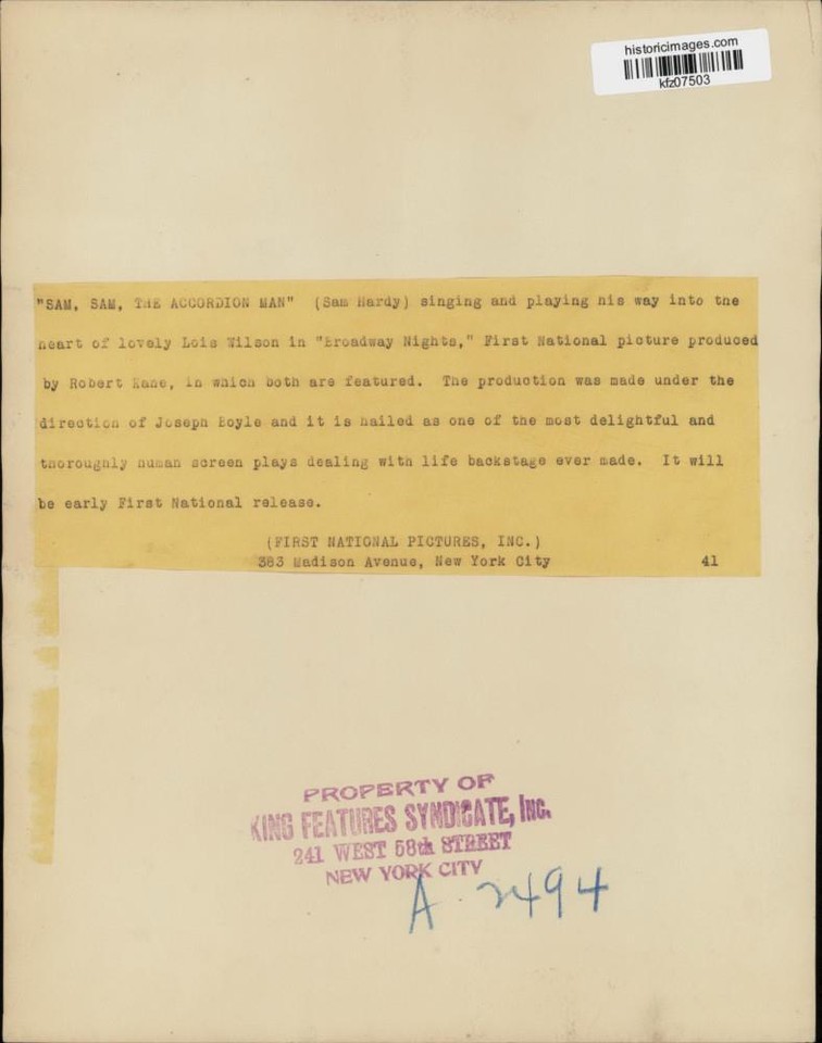 Press Photo Sam Hardy and Everglades Club Appearing in "Broadway Nights