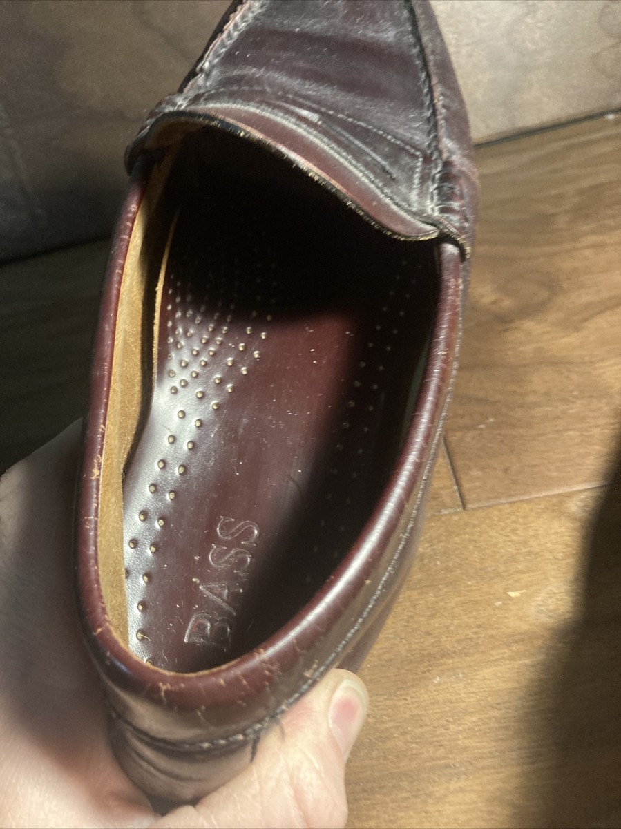 Bass Walton Penny Loafers Mens US 10 M Burgundy Leather Slip  display picture 1