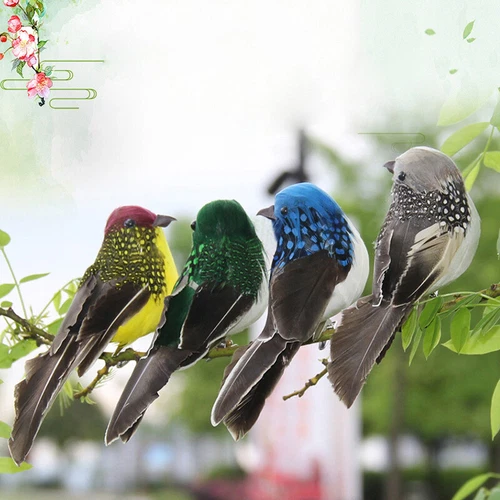 Mini passero in schiuma di piuma finta uccellini artificiali decorazione casa giardino - Foto 4 di 21