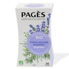 *Lot de 3* PAGES infusion bio respiration thym lavande romarin (20 sachets x 3)