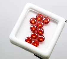 Natural Exquisite 10 Pieces 6x4 mm Round Shape  Orange Sapphire Loose Gemstone