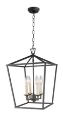 AA Decor - 4-Light Aged Iron Lantern Chandelier